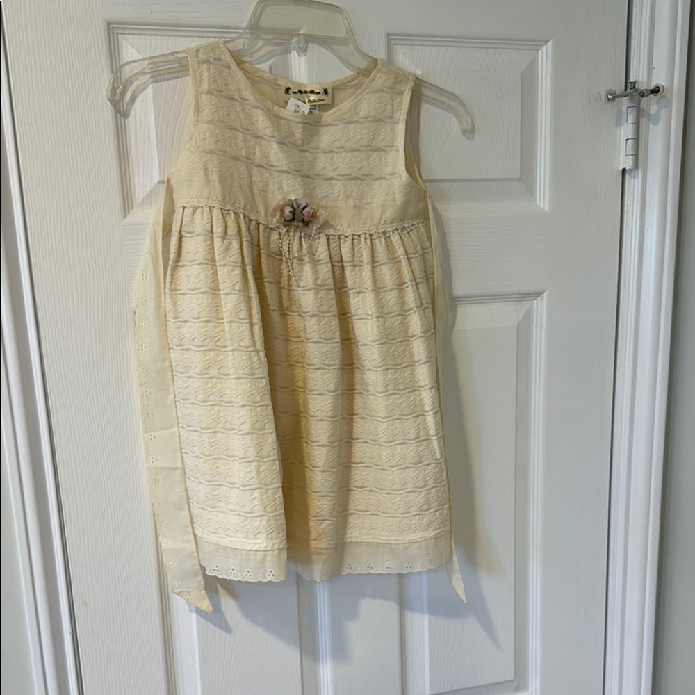Yellow and Cream Tiered Embellished Sundress